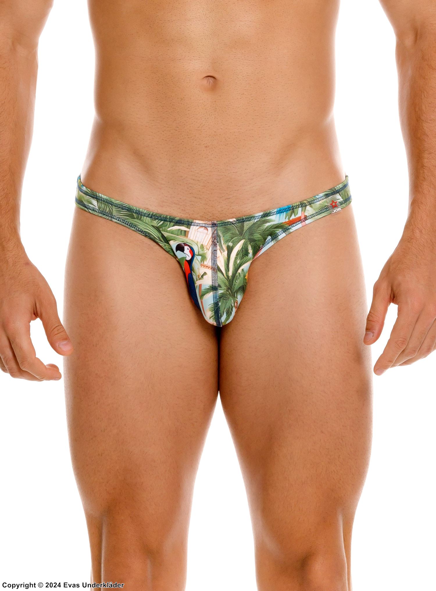 Men's tanga briefs, tropical pattern